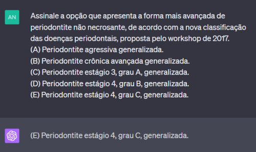 Exemplo de resposta do ChatGPT às questões da prova
